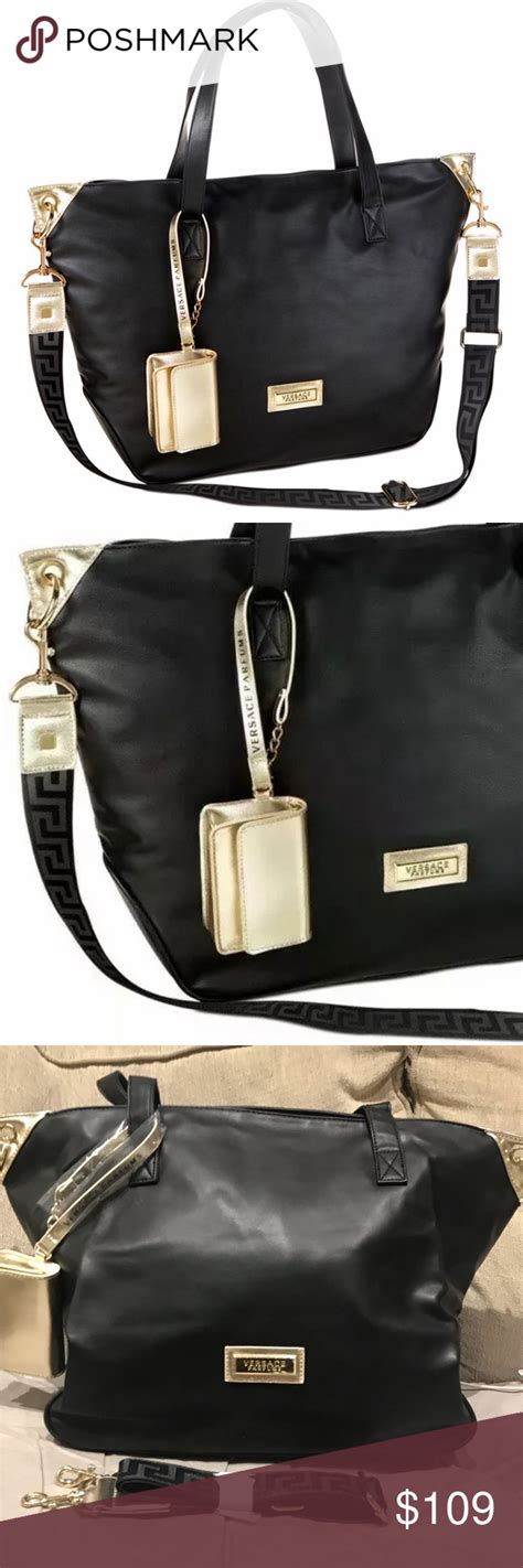 versace parfums black tote bag|free versace bag with perfume.